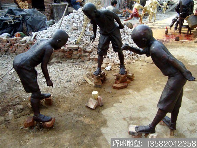 童趣人物铜雕塑 厂家案例加工定制